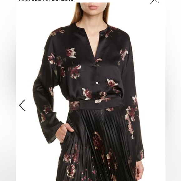 Vince | Tulip Print | Button Up Down | Long Sleeve | Silk | S | B5 - Picture 10 of 13